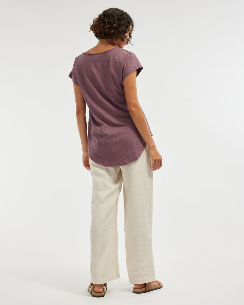 Aiden Organic V Neck Tee - Plum - Second Image