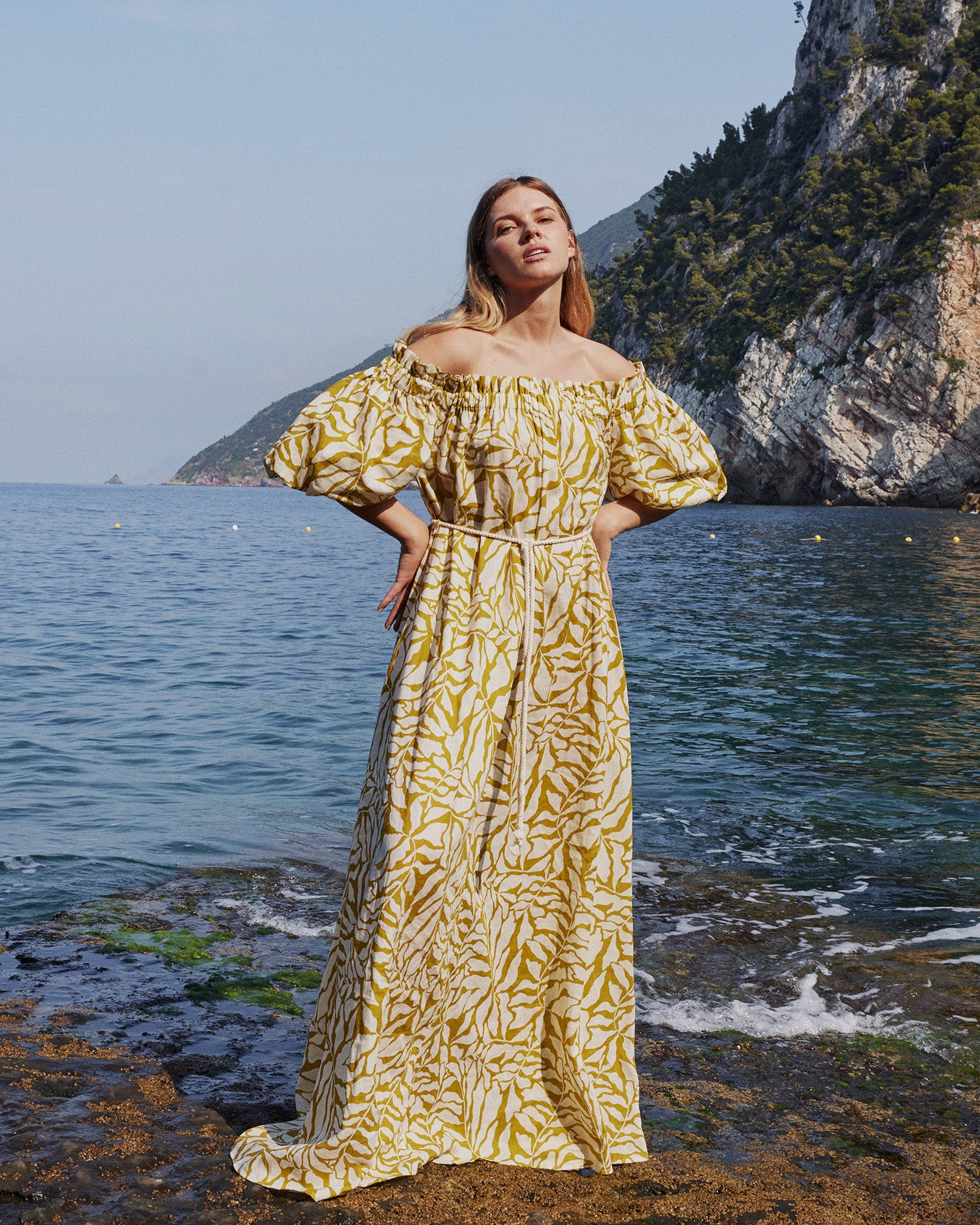 Amara Linen Off Shoulder Maxi Dress