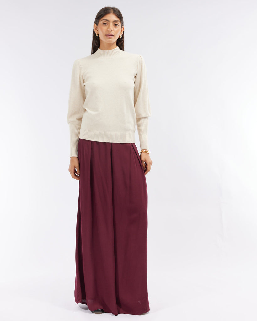 Rhea Puff Sleeve Knit - Cream Marle - Second Image