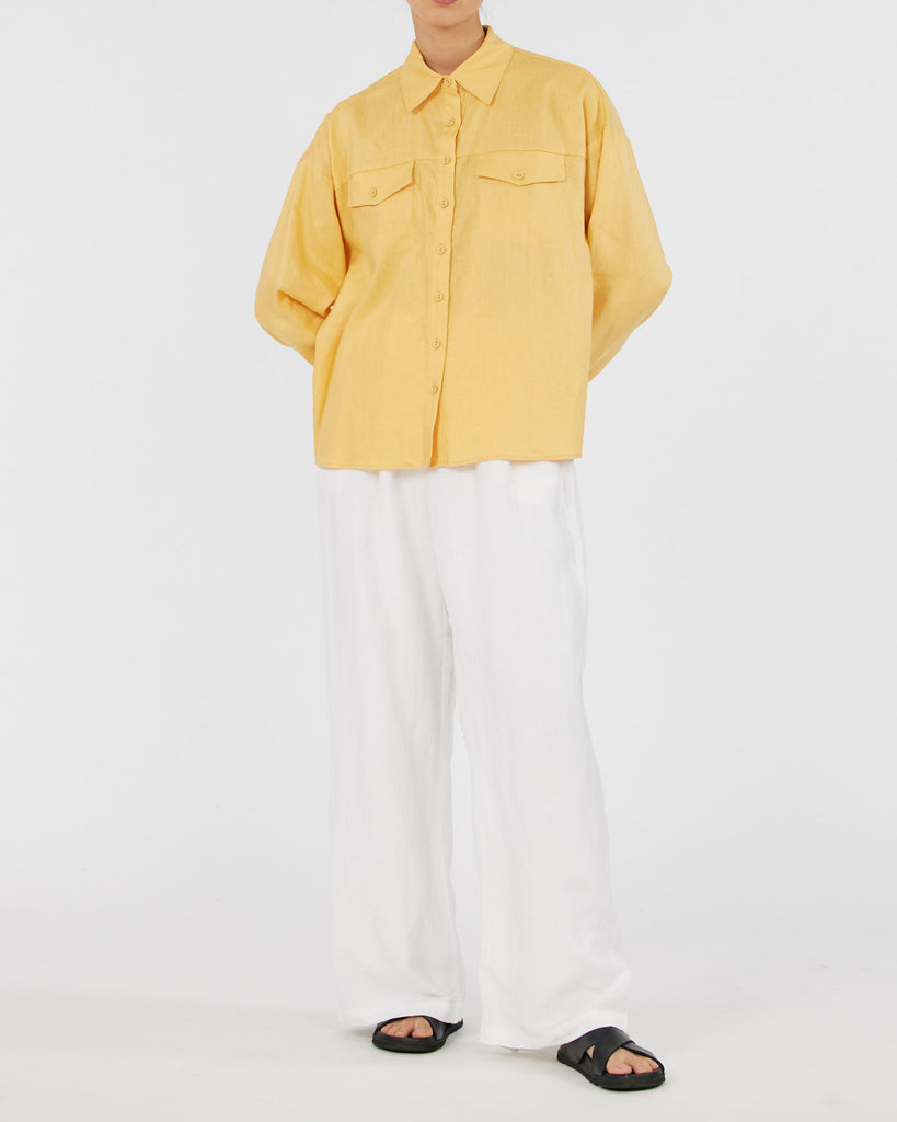 Byron Linen Overshirt - Buttercup - Second Image