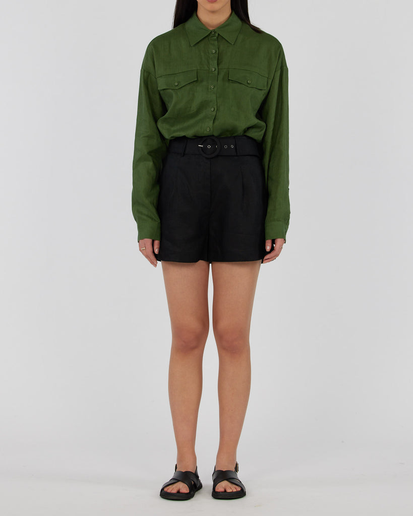 Byron Linen Overshirt - Verdant - Second Image