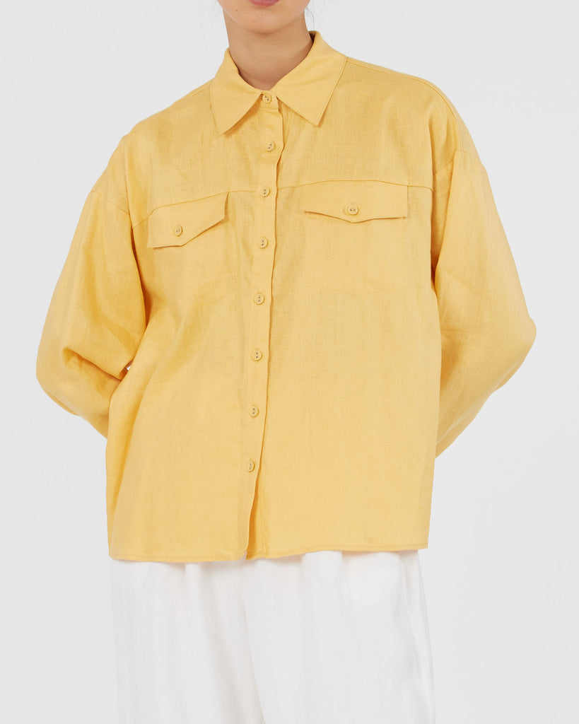 Byron Linen Overshirt - Buttercup