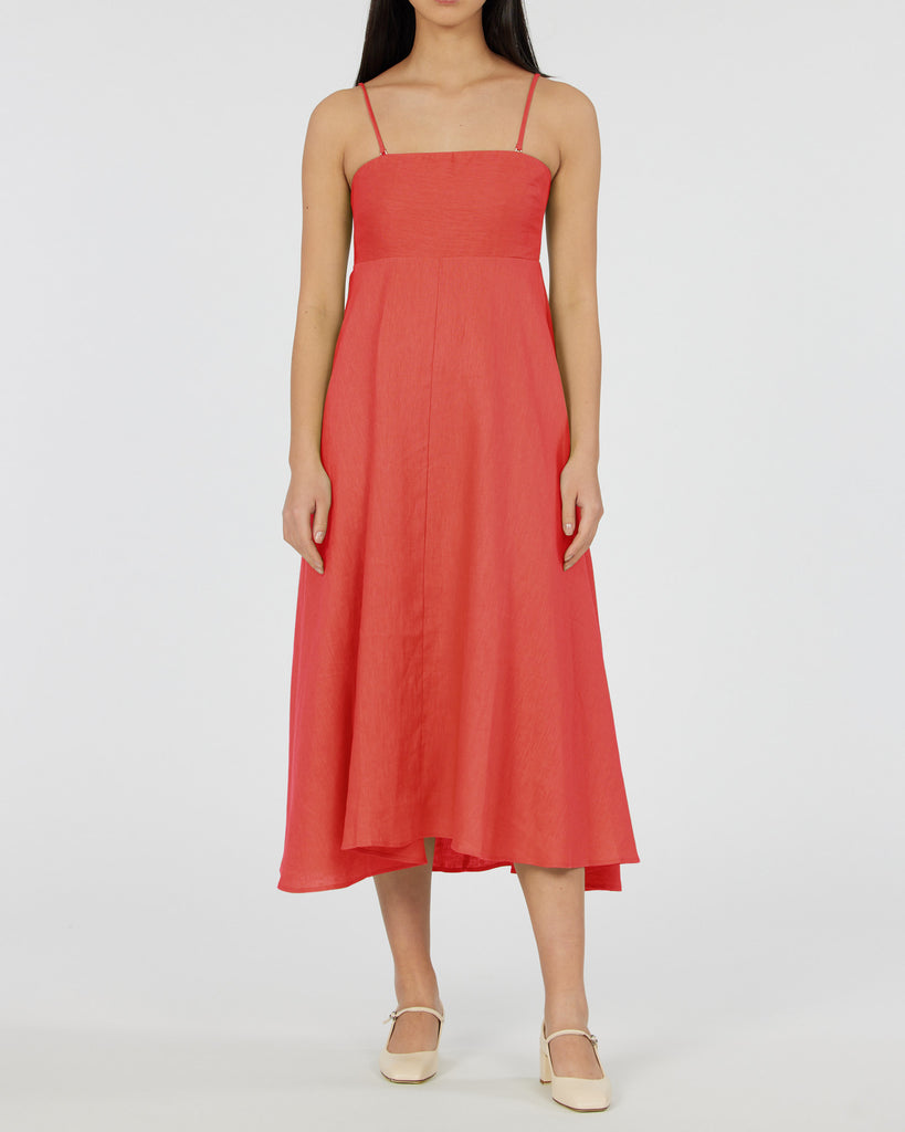 Corinna Linen Midi Dress - Poppy