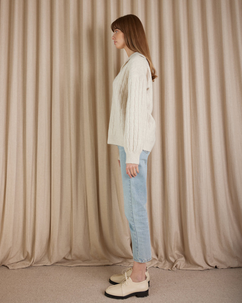 Etienne Cable Knit Jumper - Cream - Second Image