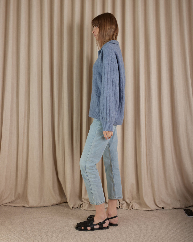 Etienne Cable Knit Jumper - Denim - Second Image
