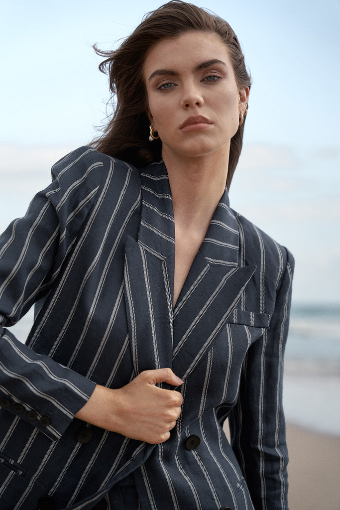 Polo Linen Pinstripe Blazer