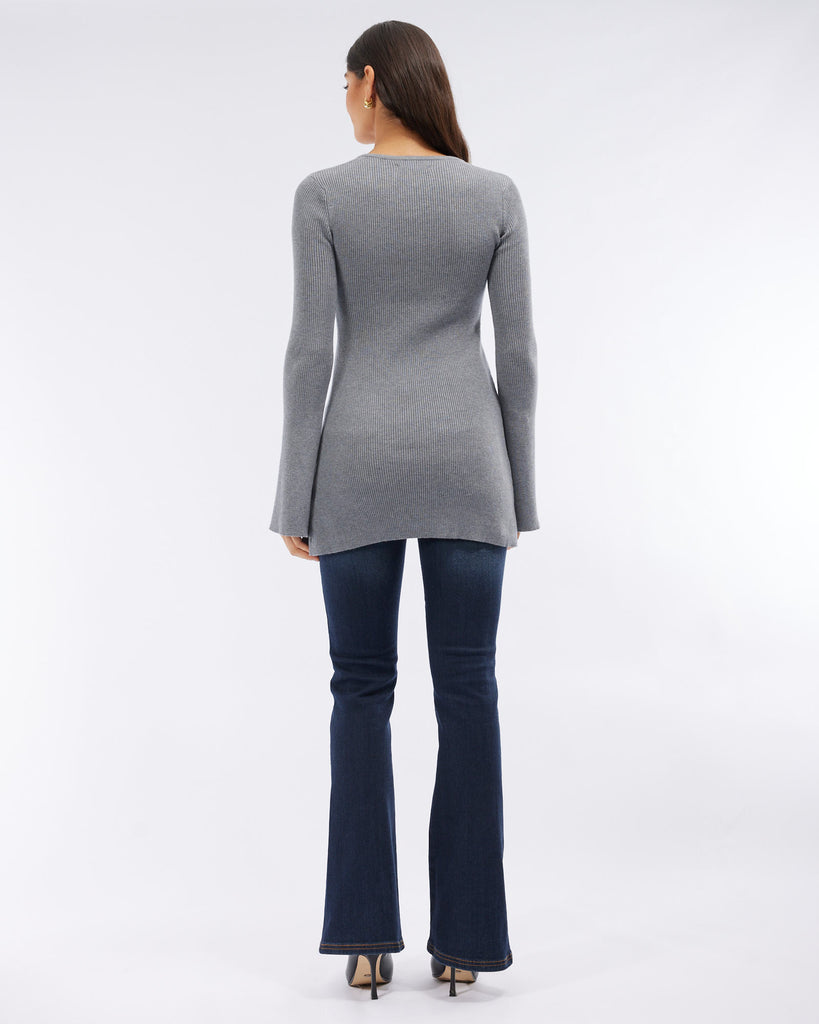 Joanne Flare Sleeve Knit - Grey - Second Image