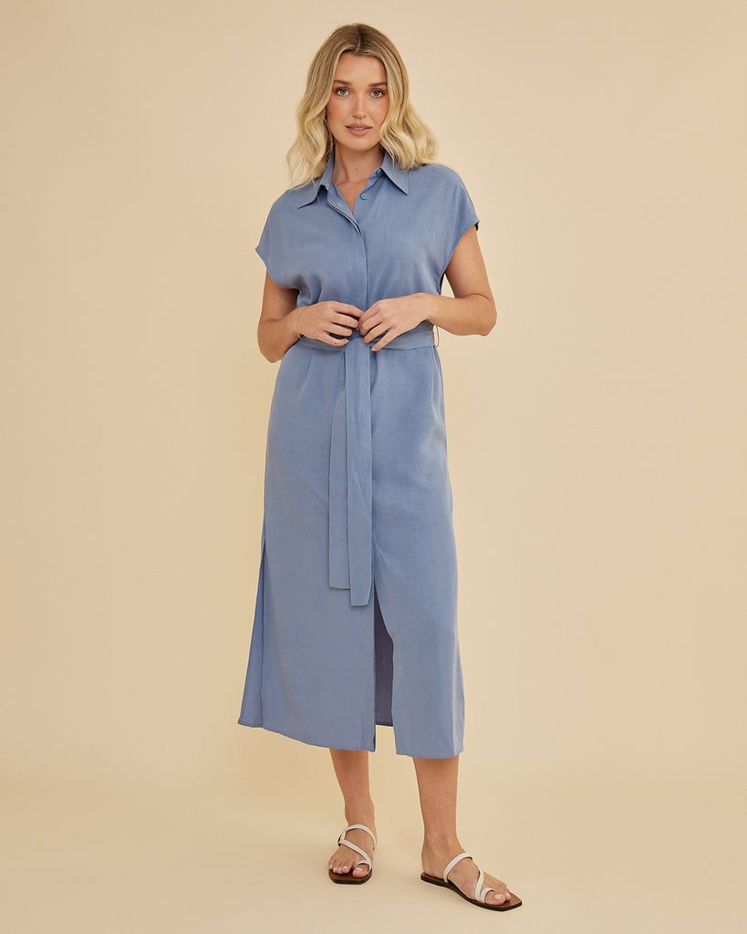 Frankie Column Dress - Cerulean Blue