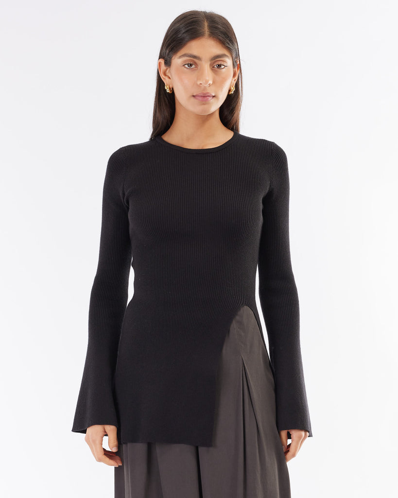 Joanne Flare Sleeve Knit - Black
