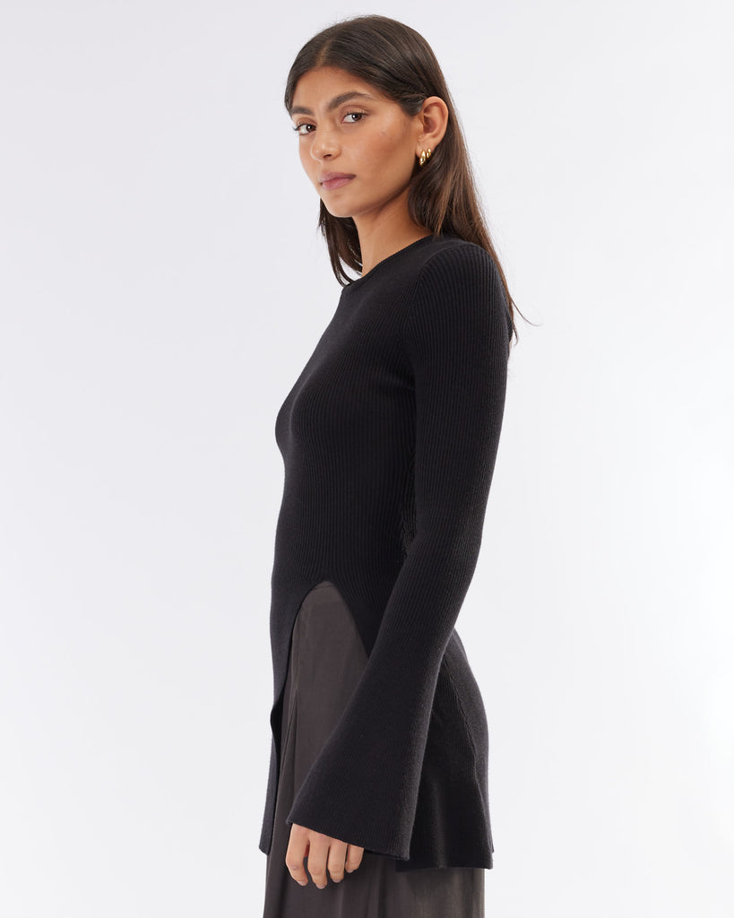 Joanne Flare Sleeve Knit - Black - Second Image