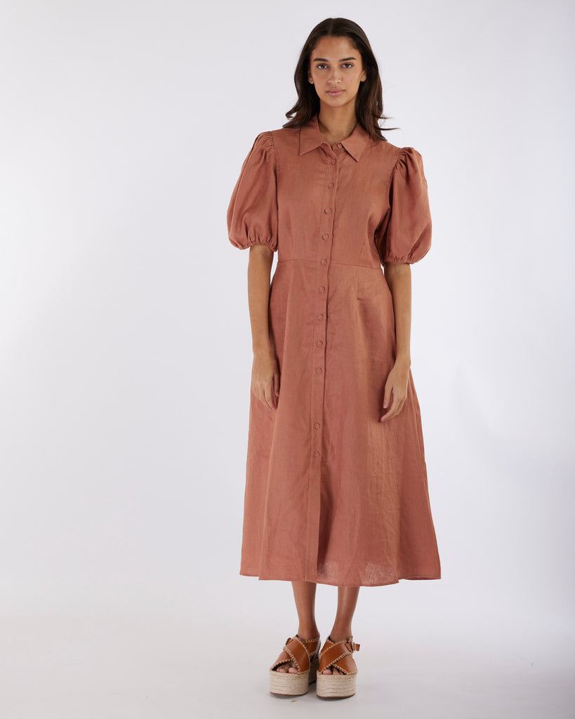 Julius Linen Midi Dress - Desert Rose - Second Image