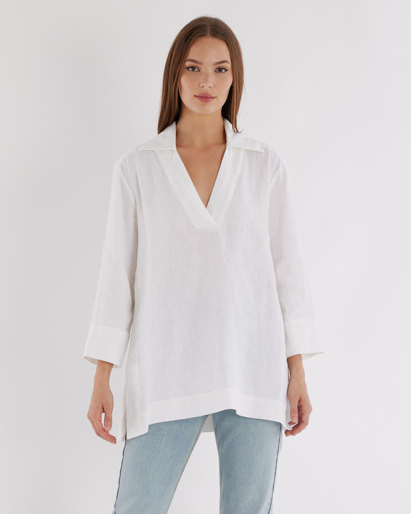 Pauline Linen Blouse - White