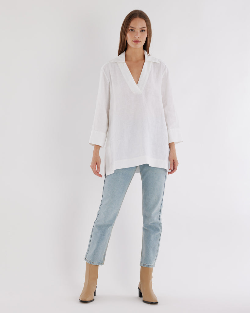 Pauline Linen Blouse - White - Second Image