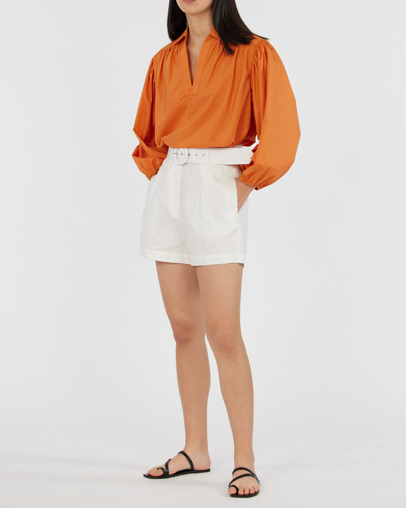 Tahlia Cotton Poplin Blouse - Mandarin - Second Image