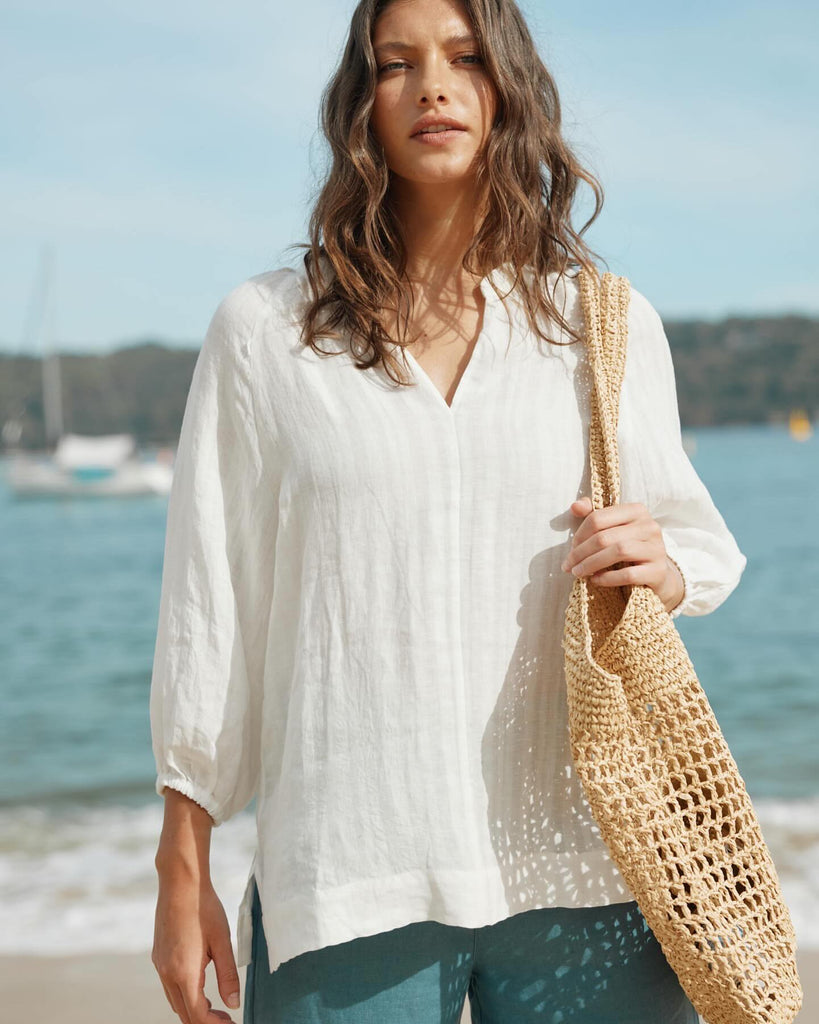 Pila Linen Blouse - White