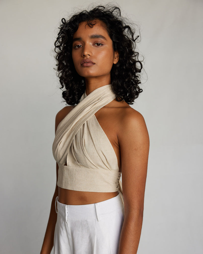 Amrita Linen Halter Top - Natural