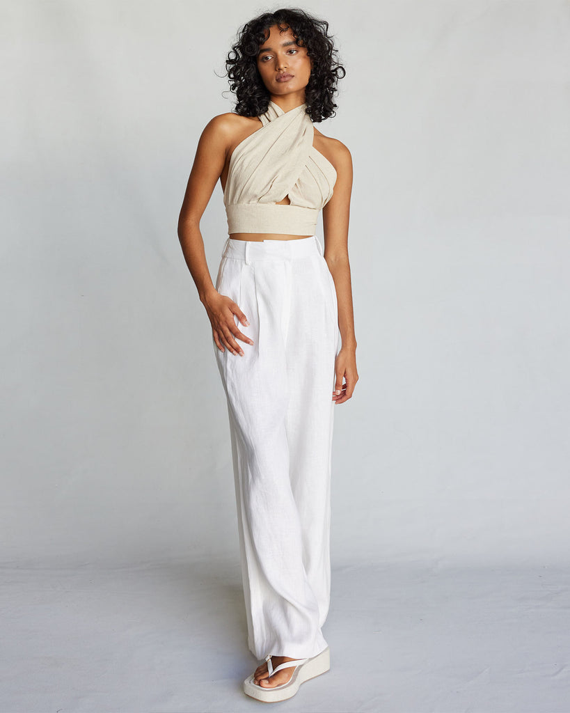 Amrita Linen Halter Top - Natural - Second Image
