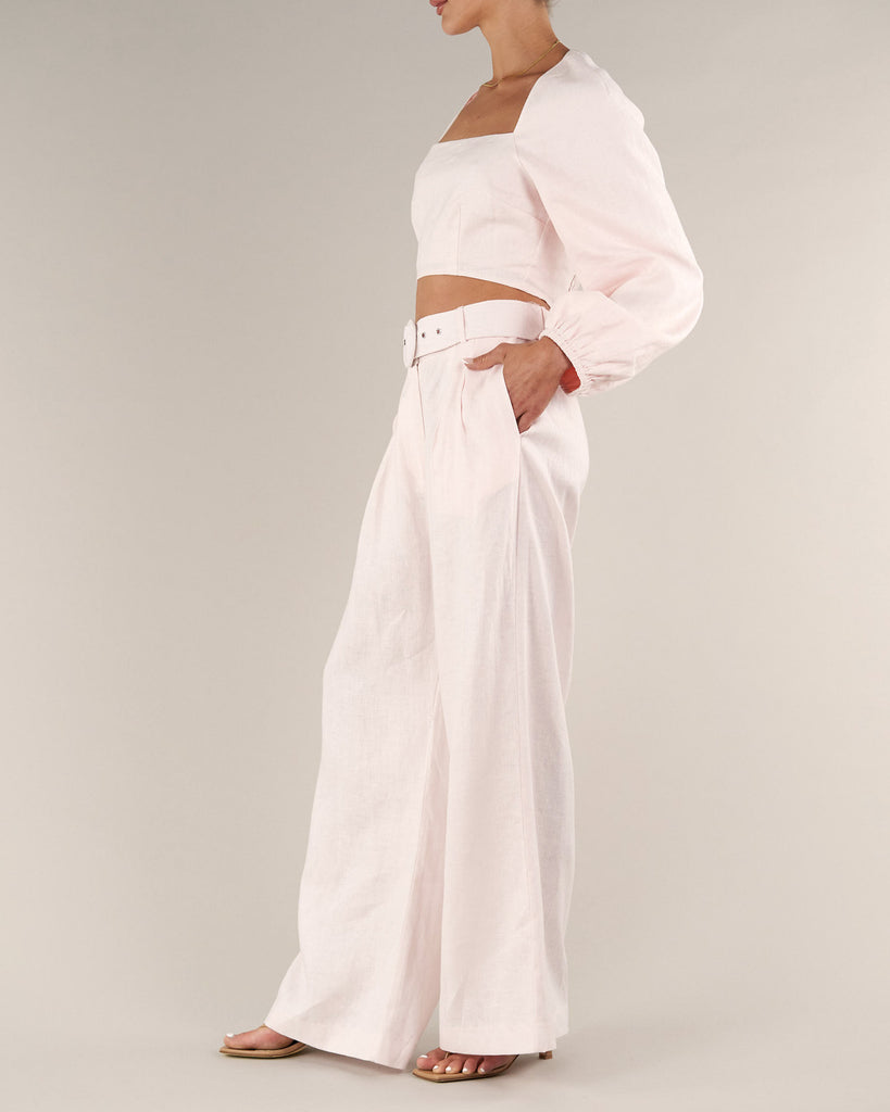 Bridgette Linen Pant - Rosewater - Second Image
