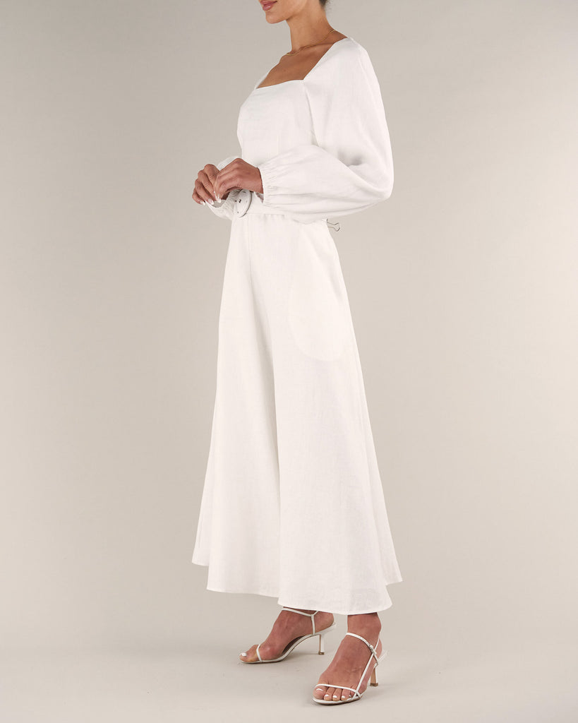 Bridgette Linen Maxi Skirt - White - Second Image