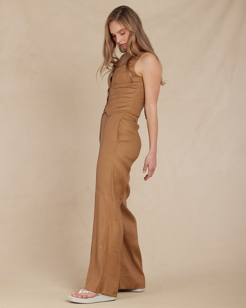 Sofia Linen Twill Vest - Sienna - Second Image