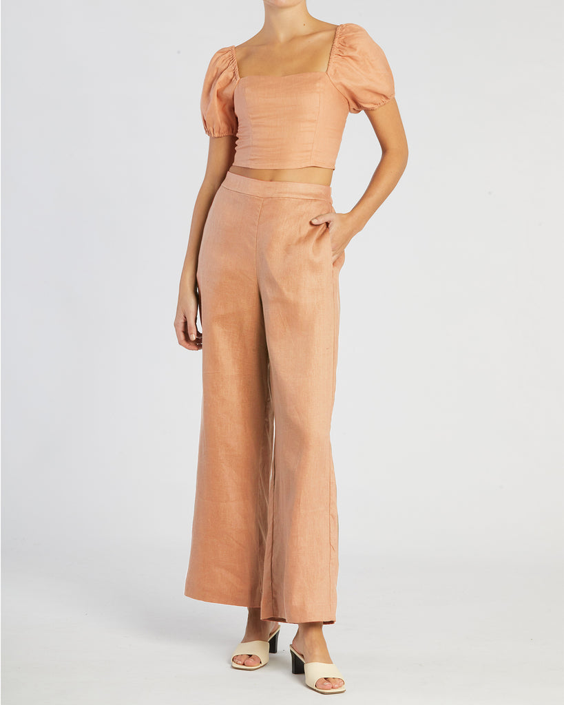 Muse Linen Top - Apricot - Second Image