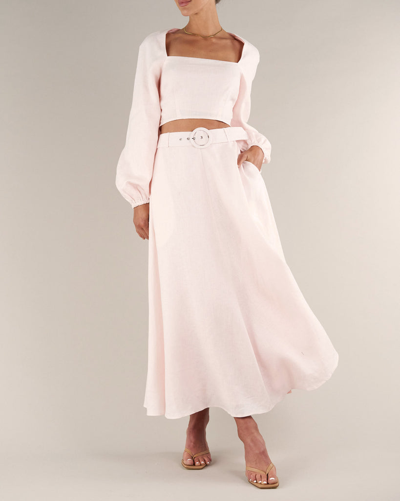 Bridgette Linen Crop Top - Rosewater - Second Image