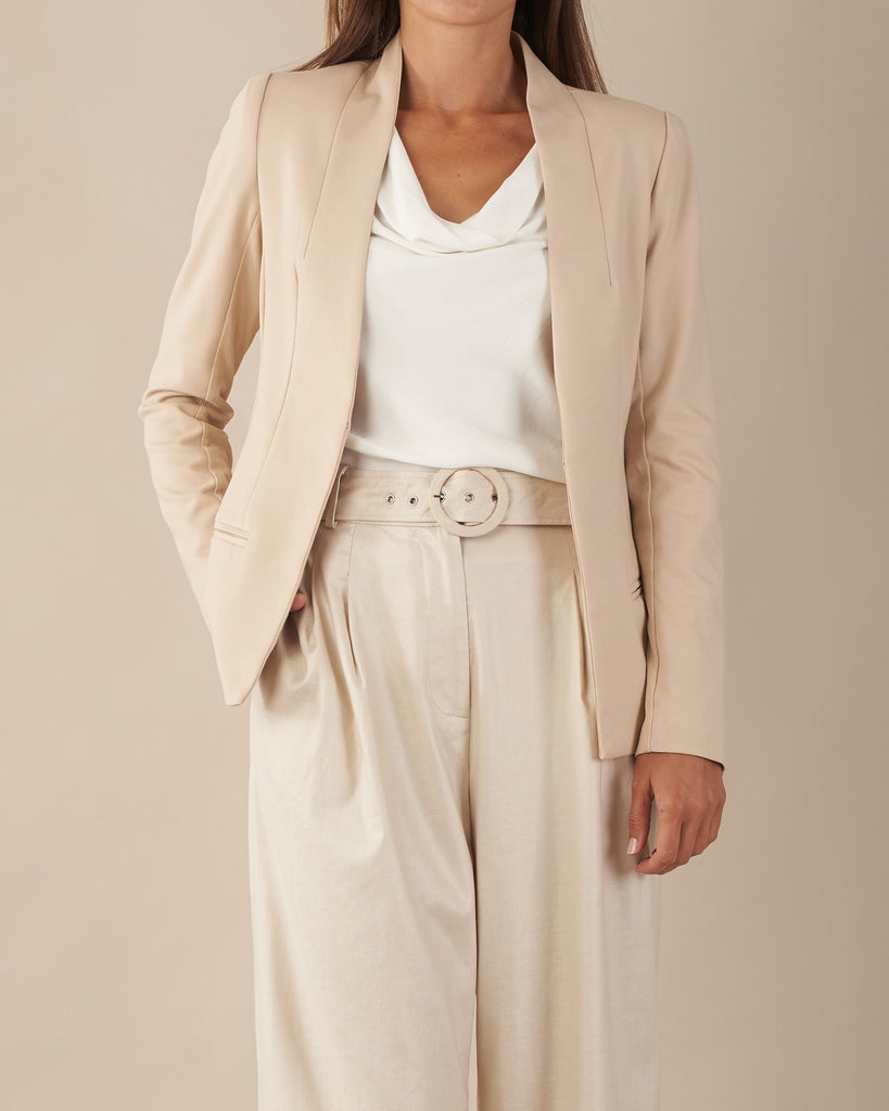 Nahla Panelled Blazer - Beige