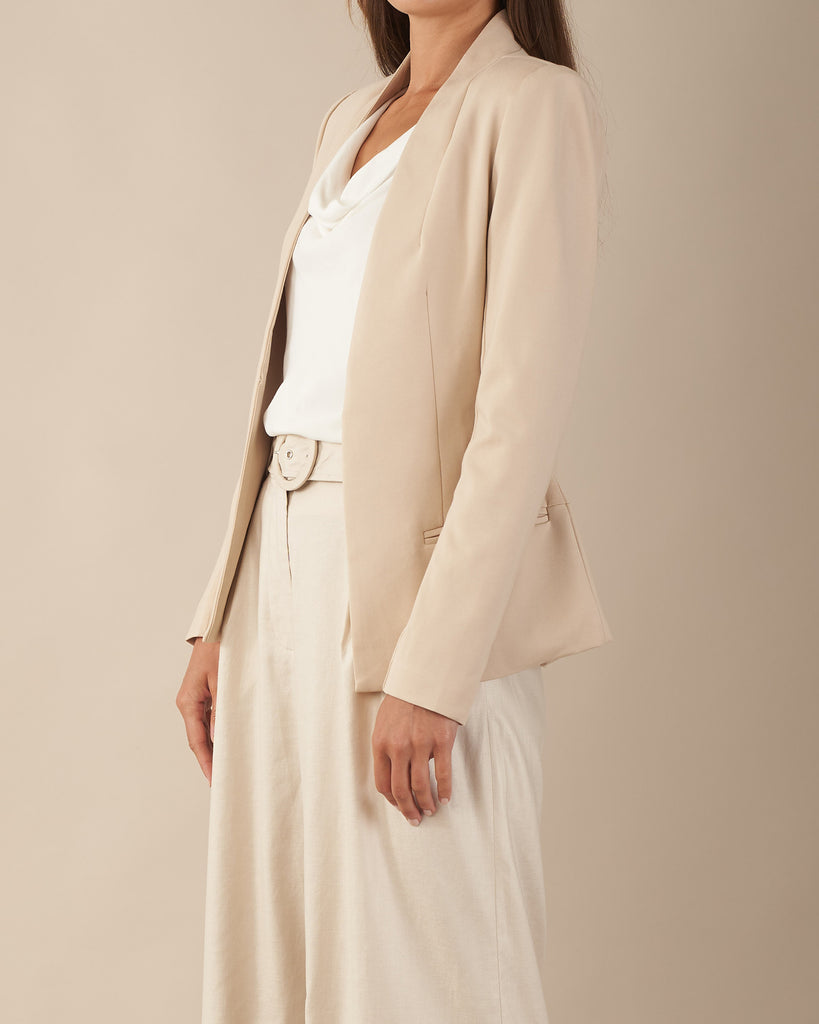 Nahla Panelled Blazer - Beige - Second Image