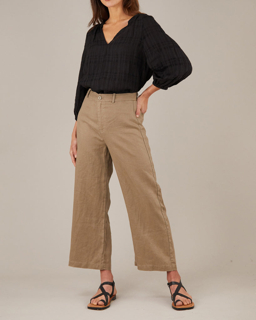 Pila Linen Blouse - Black - Second Image