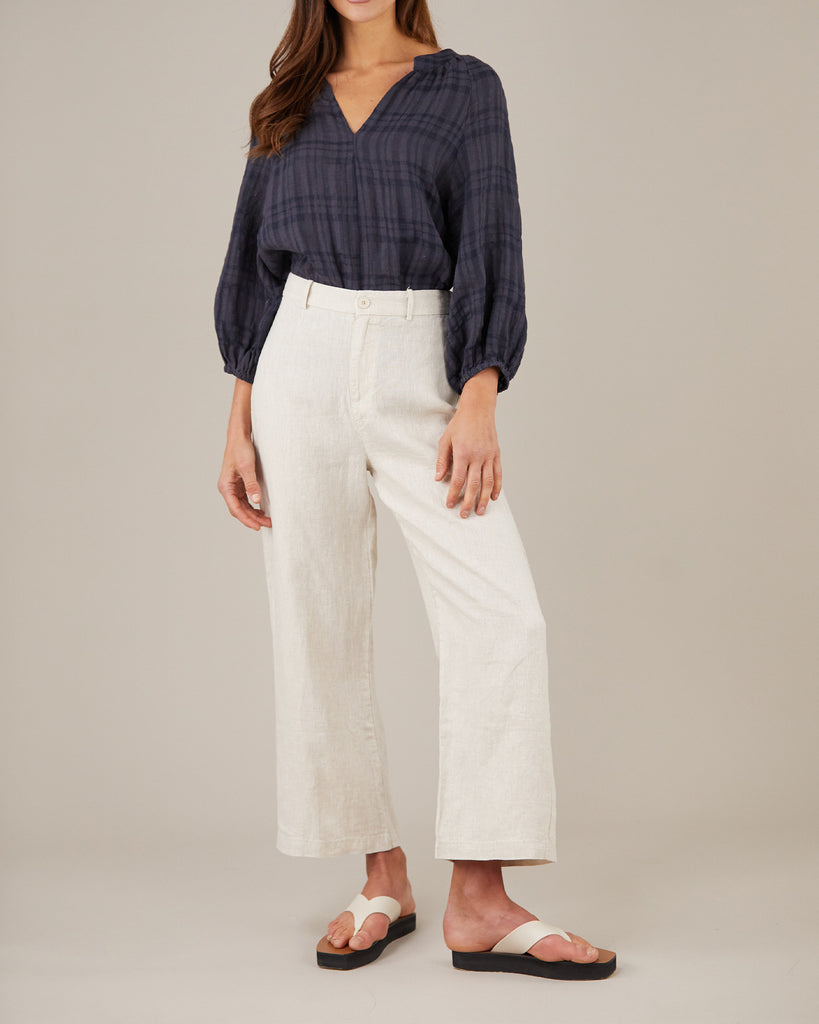 Pila Linen Blouse - Navy - Second Image