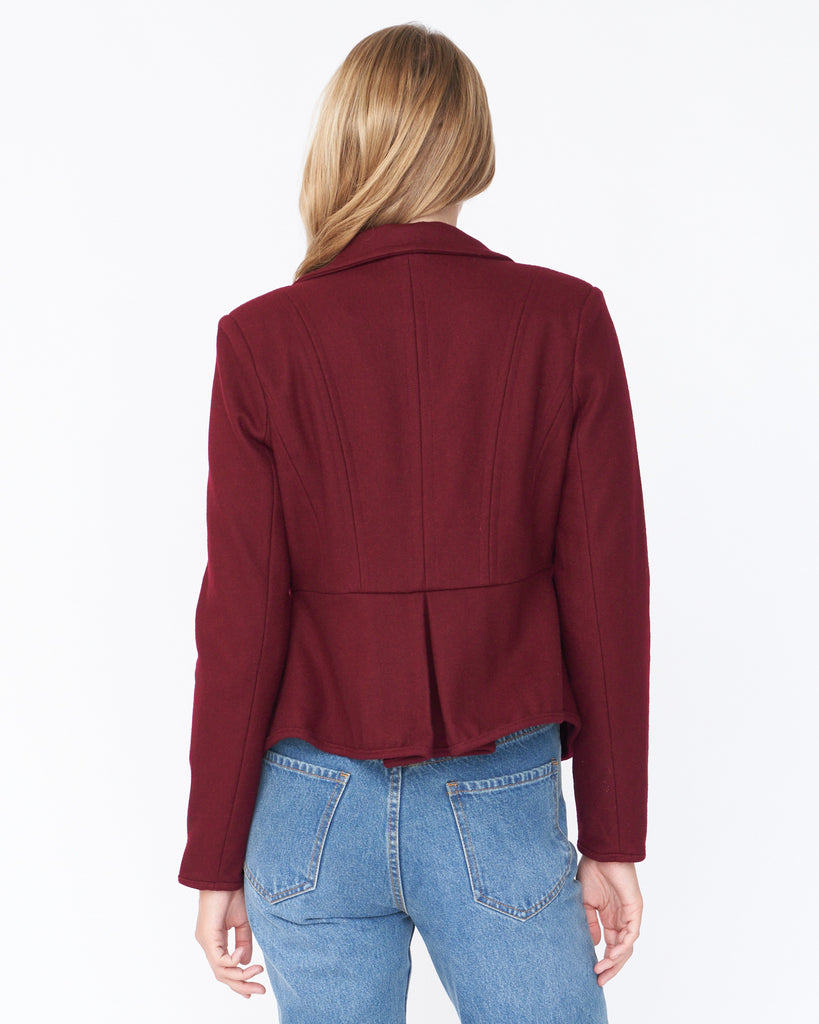 Corina Peplum Jacket - Burgundy - Second Image