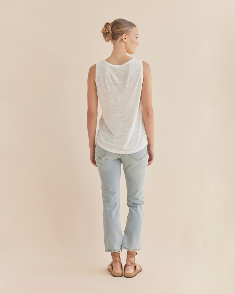 Aceline Linen Jersey Tank - Ivory - Second Image