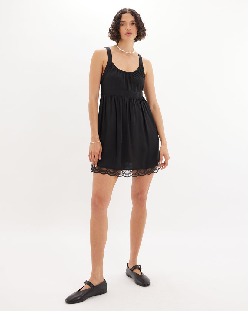 Adrielle Lace Detail Mini Dress - Black