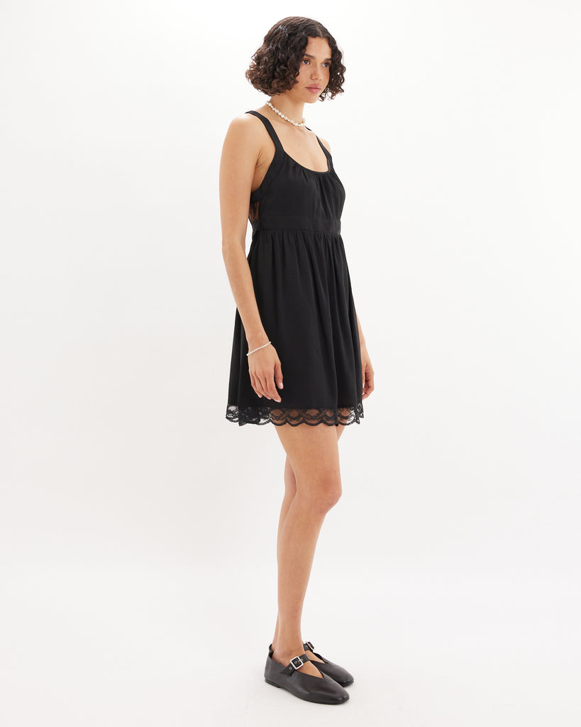 Adrielle Lace Detail Mini Dress - Black - Second Image