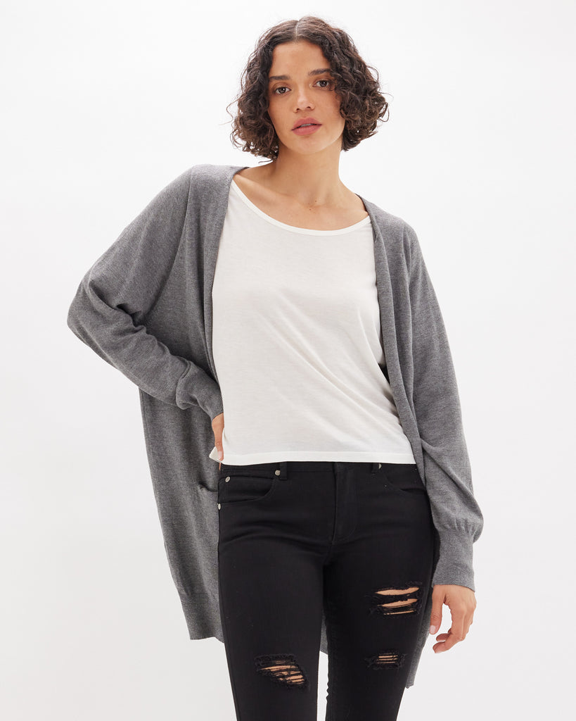 Aisha Long Knit Cardigan - Grey