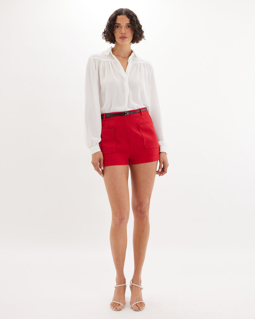 Alba High Waist Mini Short - Red - Second Image