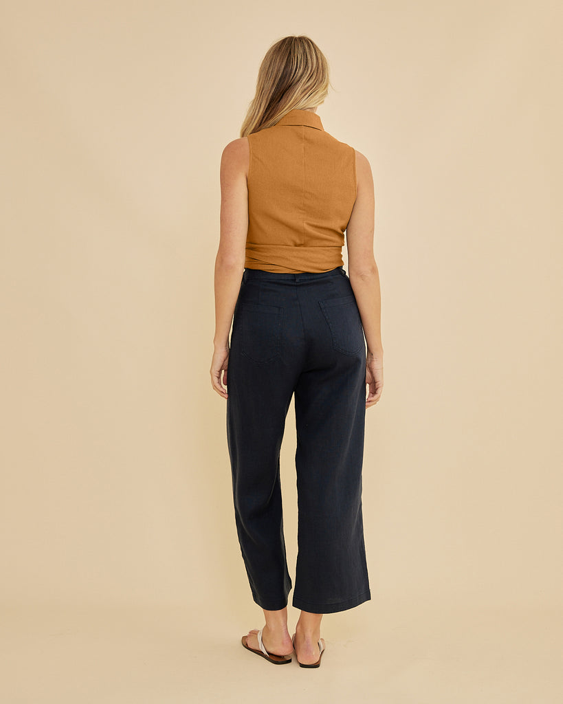 Naomi Wrap Crop Shirt - Ochre - Second Image