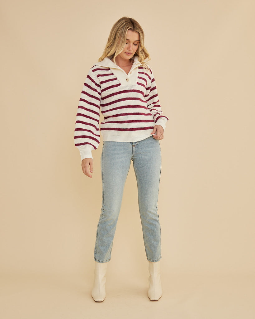 Lina Striped Knit - Mahogany - Second Image