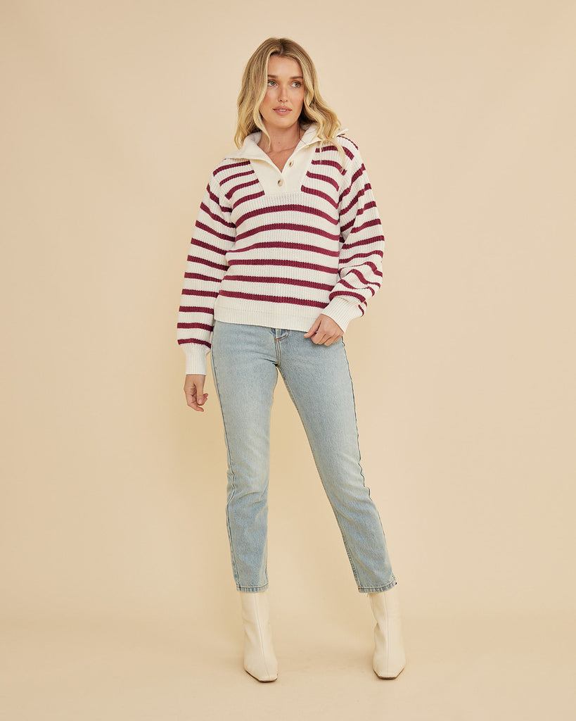 Lina Striped Knit - Mahogany