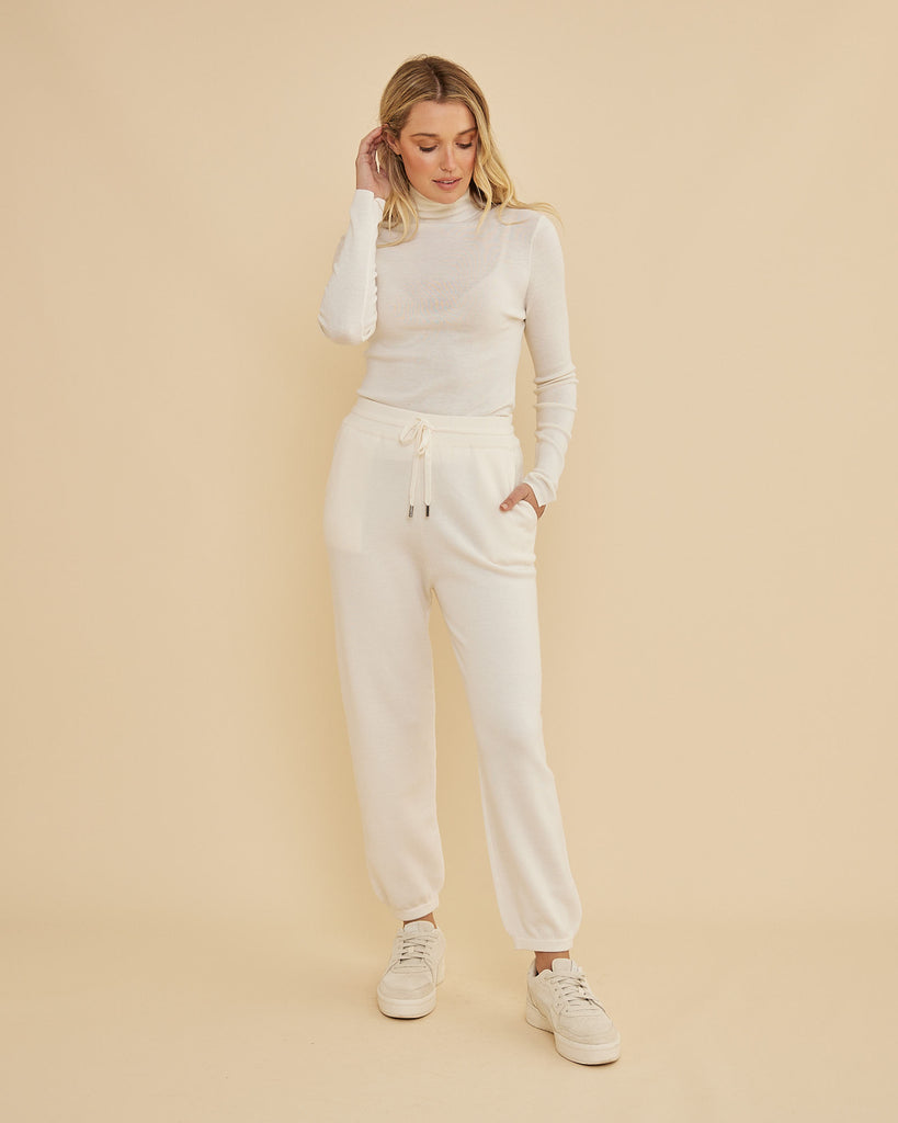 Lyon Merino Knit Jogger - Cream - Second Image