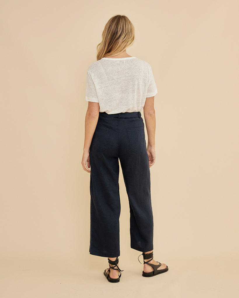 Barossa Linen Pant - Navy - Second Image