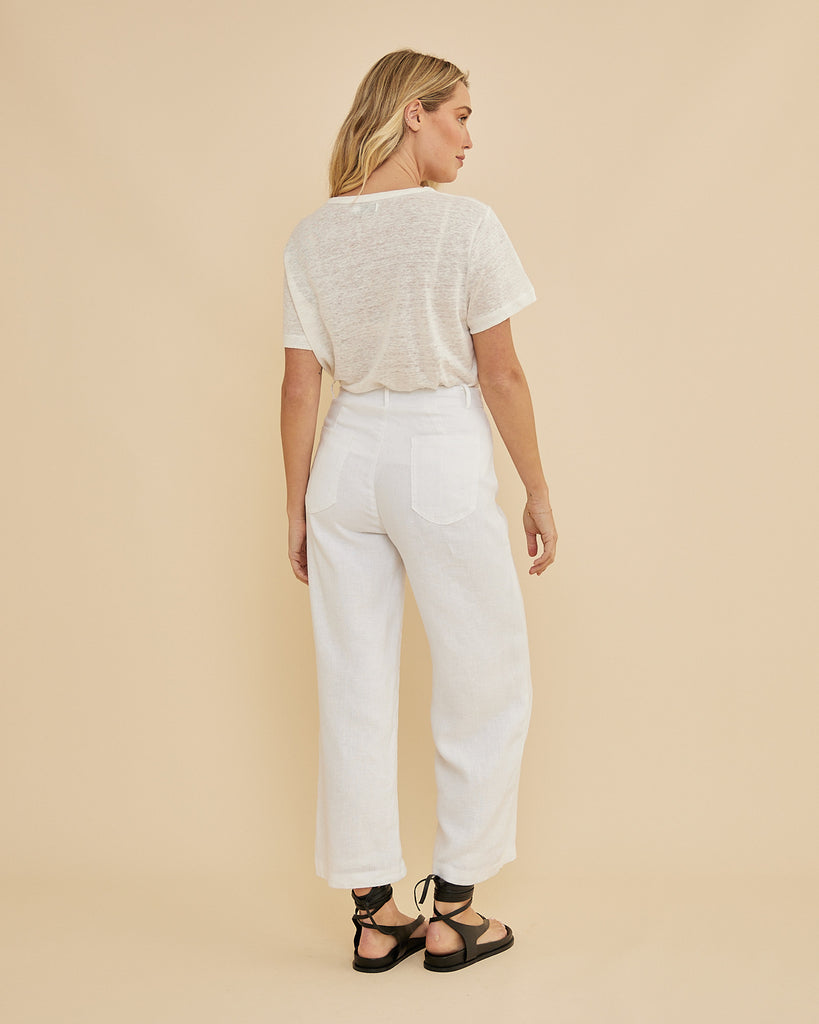 Barossa Linen Pant - White - Second Image