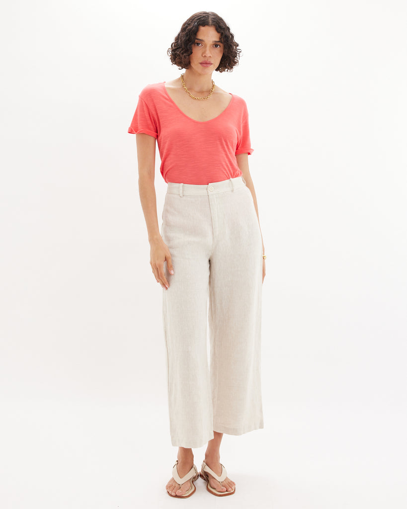 Antonella Rolled Sleeve Tee - Guava - Second Image