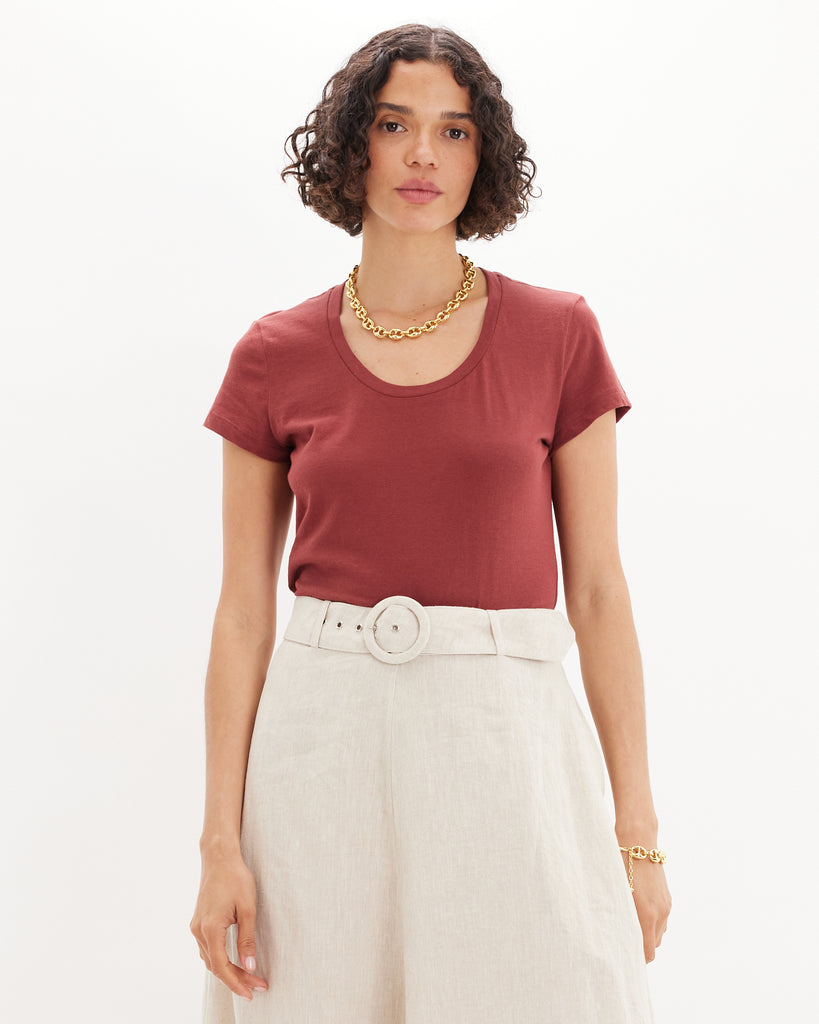 Azalea Crew Neck Tee - Rust - Second Image