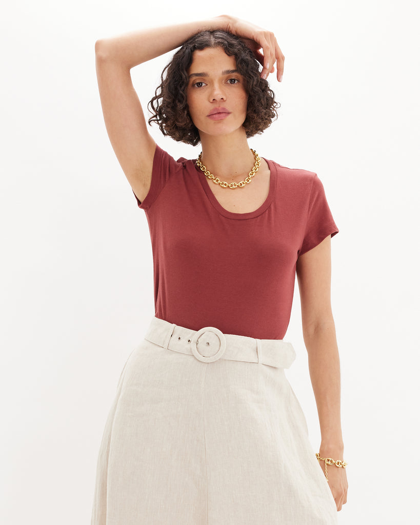 Azalea Crew Neck Tee - Rust