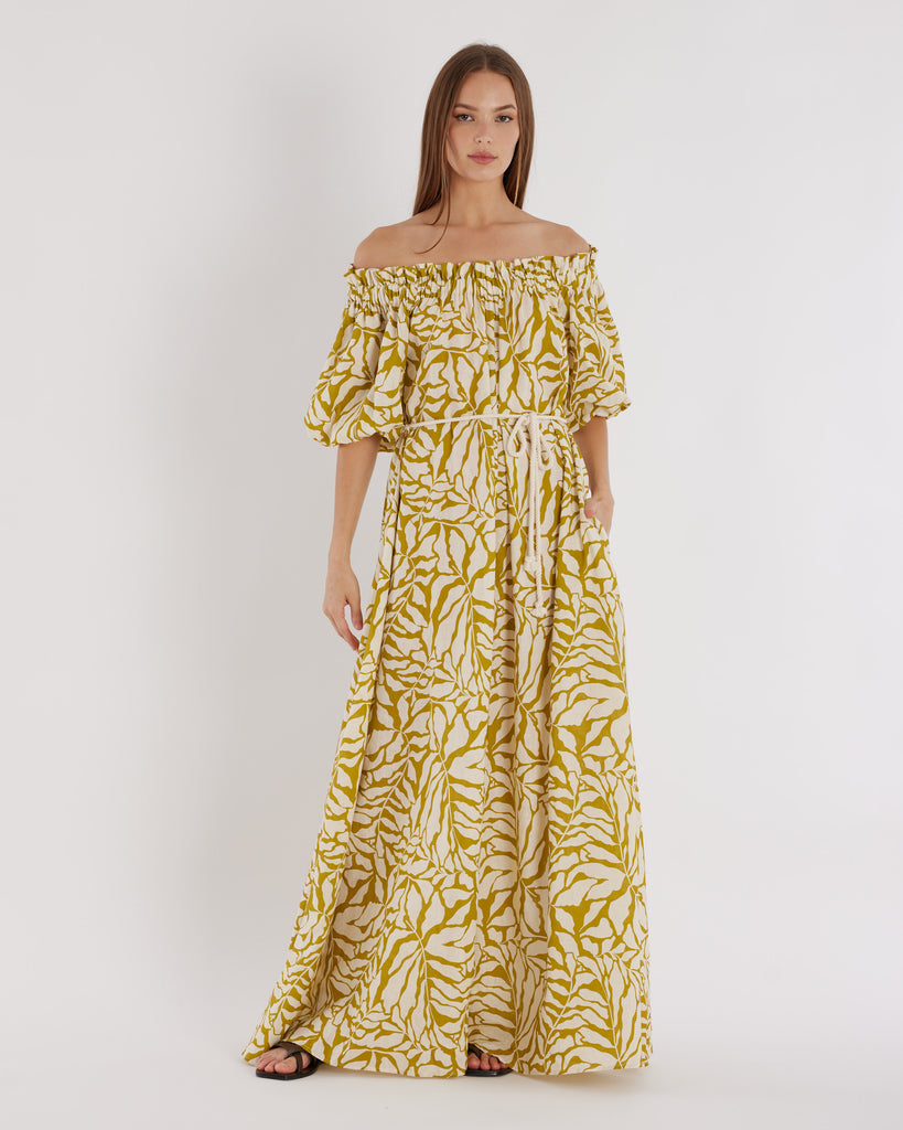 Amara Linen Off Shoulder Maxi Dress - Second Image