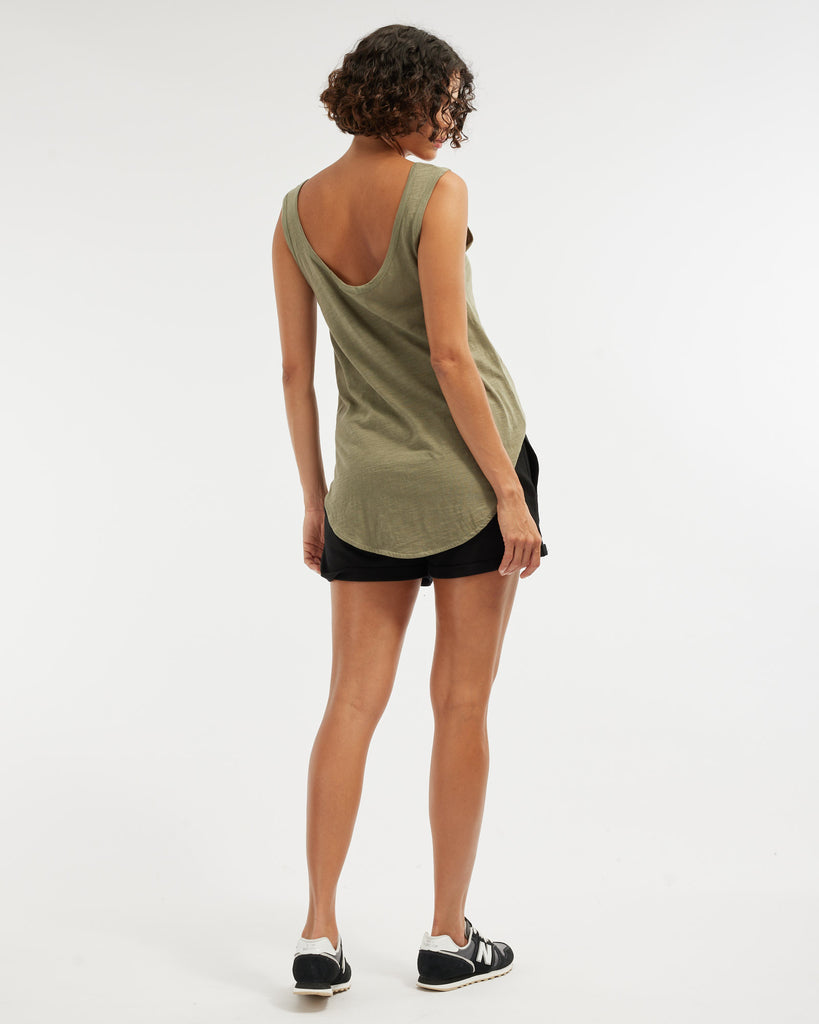 Bailey Rounded Hem Tank - Khaki - Second Image