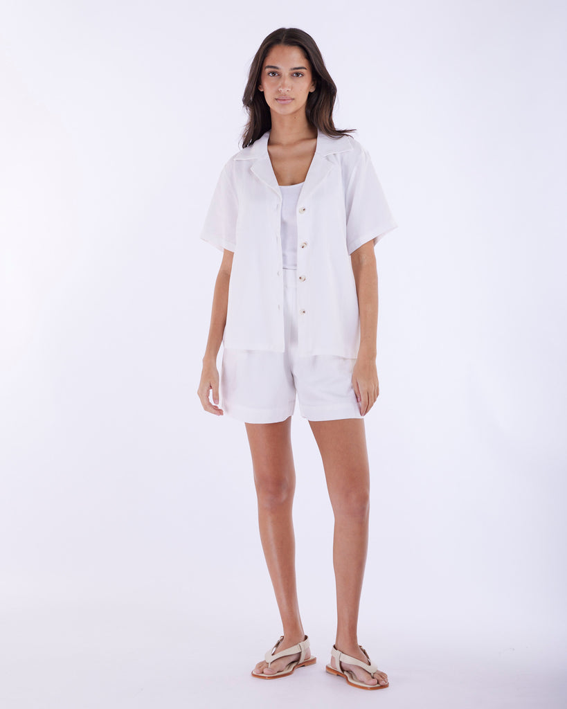 Cancun Linen Bowling Shirt - White - Second Image