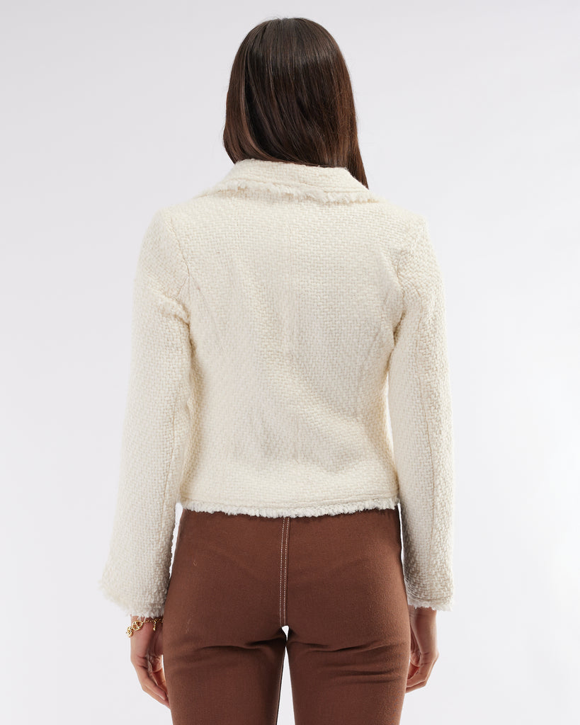 Cindy Raw Edge Blazer - Ivory - Second Image