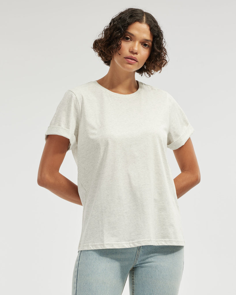 Cruz Rolled Sleeve Tee - Marle Grey